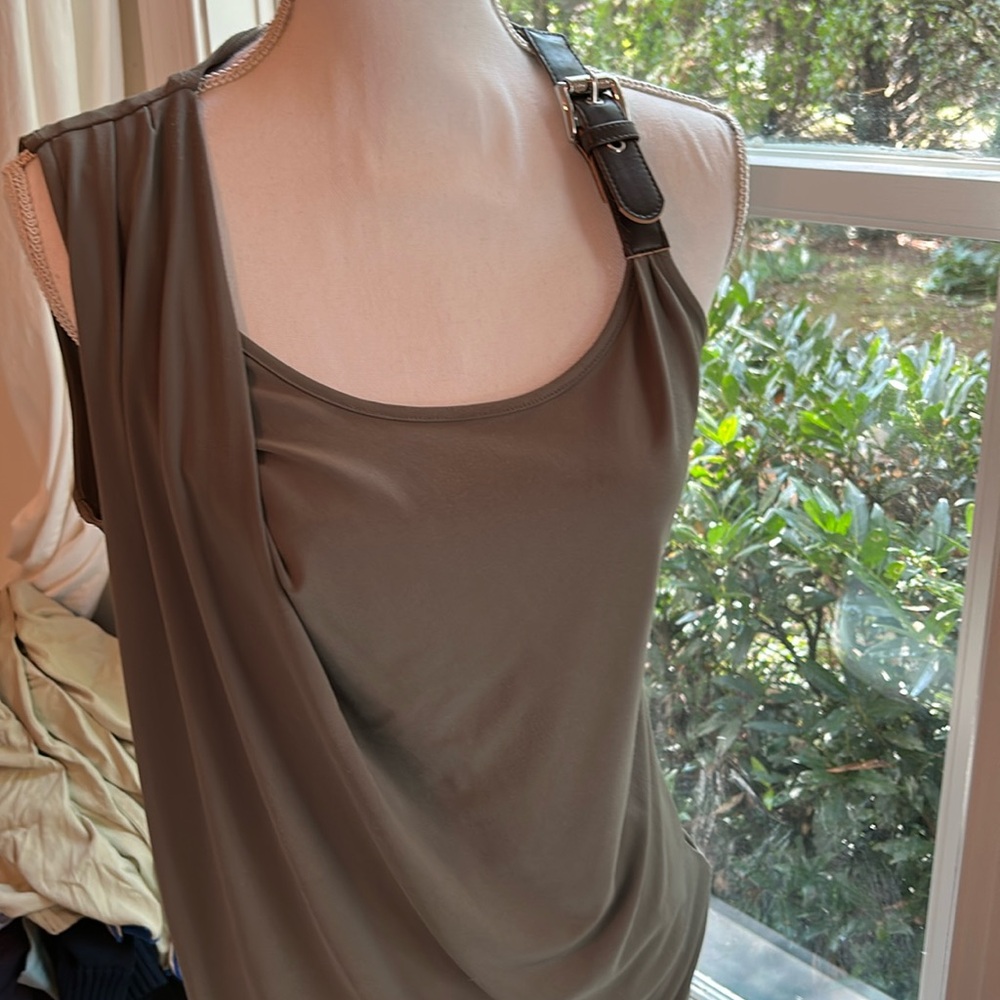 Michael kors olive green top with brown and silver buckle